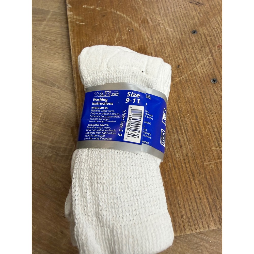 Mens Diabetic Socks White Loose Fit Top Crew 3 Pair Pack Made in USA Size 9-11 - Picture 2 of 2